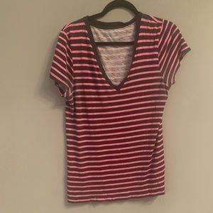 Navy and pink stripped t shirt